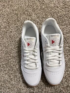 Reebok White Leather Sneakers with Red Logo Detail